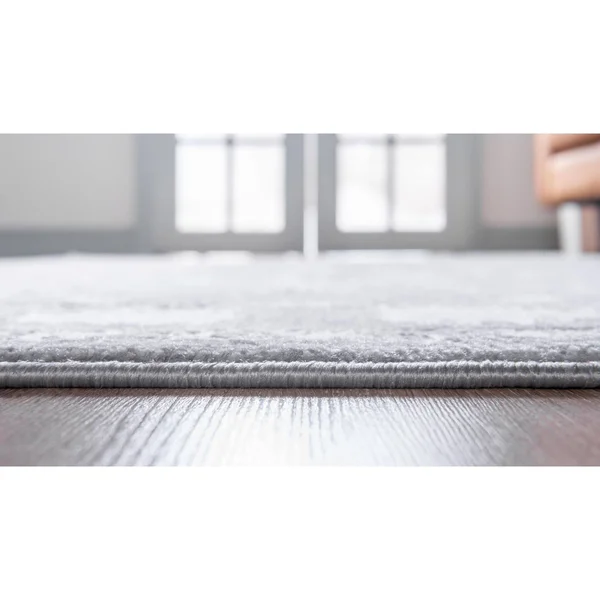 Boston 5 ft Round Gray Floral Area Rug