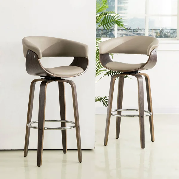 Set of 2 Mid-Century Modern Swivel Barstools Gray - Glitzhome