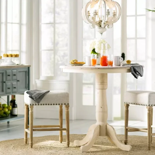 Beautiful Wood Metal Antique Chandelier White