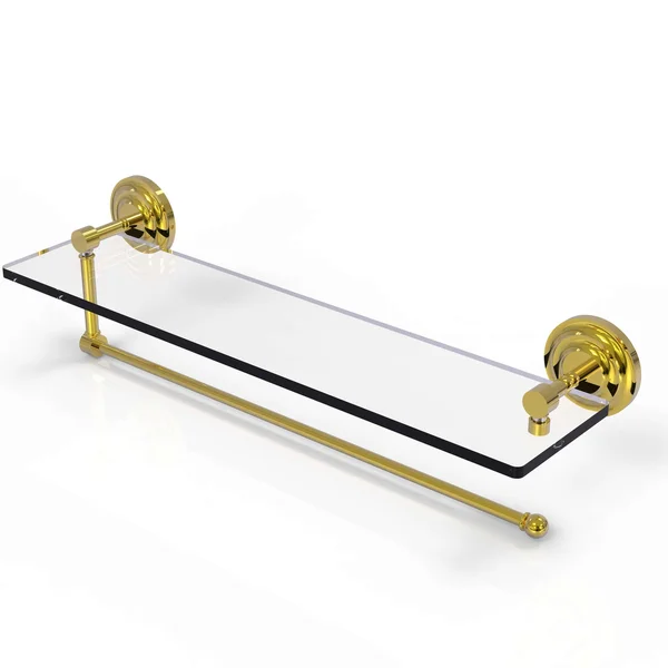 Allied Brass PQN-1PT/22-PB Prestige Que New Collection Paper Towel Holder with 22 inch Glass Shelf Polished Brass