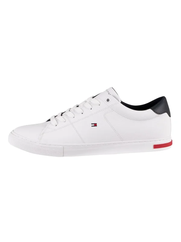 Mens Tommy Hilfiger Essential Leather Trainers - White
