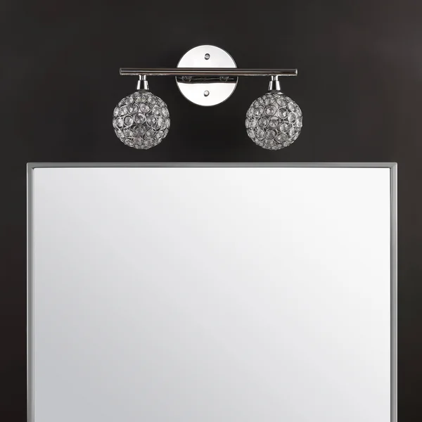 Jonathan Y Maeve 13 in. 2-Light Iron/Glass Contemporary Glam LED Vanity Light - Chrome