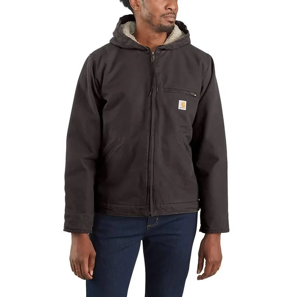 Carhartt Men's Washed Duck Sherpa-Lined Jacket, 104392, Gravel