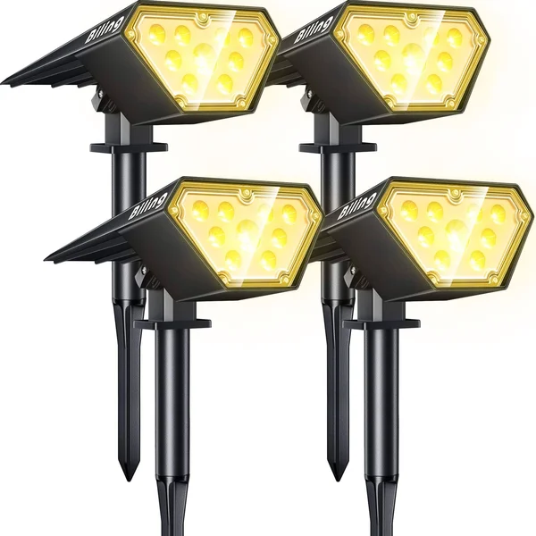 Biling Solar Spotlights Outdoor - 2-in-1 Solar Landscape Lights 12 LED Bulbs Sola