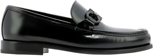 Salvatore Ferragamo Men's Rolo 10 Leather Loafers - Nero - Size 11.5