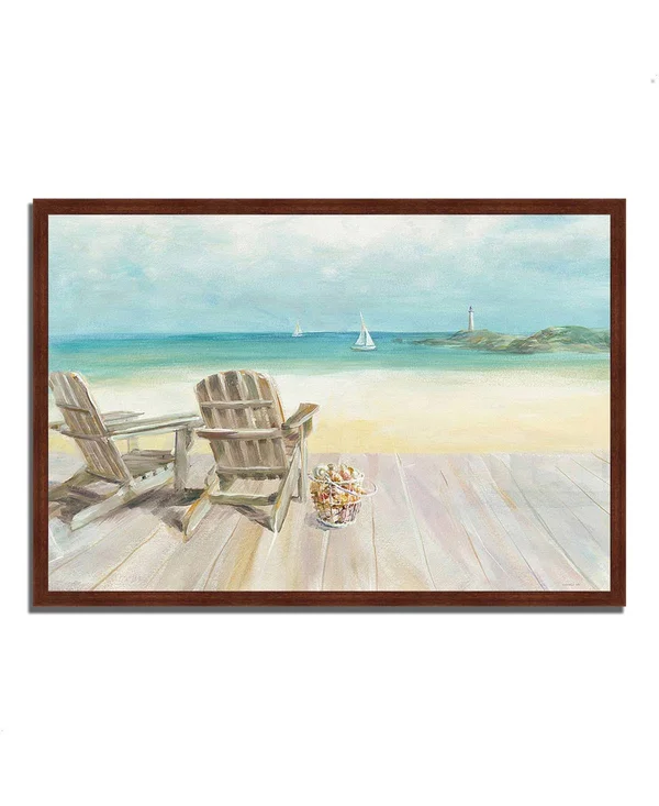 Tangletown Fine Art 40x22 x 59x22 Seaside Morning No Window by Danhui Nai Framed Painting Print