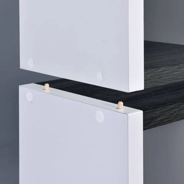 Versatile Six Shelf White and Gray Cubby Bookshelf - Black Brown