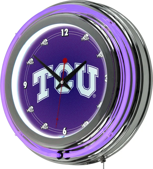 Trademark Texas Christian University Neon Clock