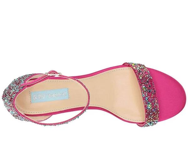 Blue by Betsey Johnson Womens Mari Satin Embellished Heels
