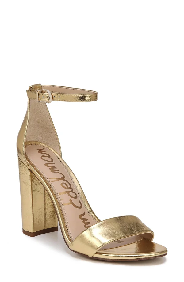 Women's Sam Edelman Yaro Ankle Strap Sandal - Size 9.5 M - Metallic