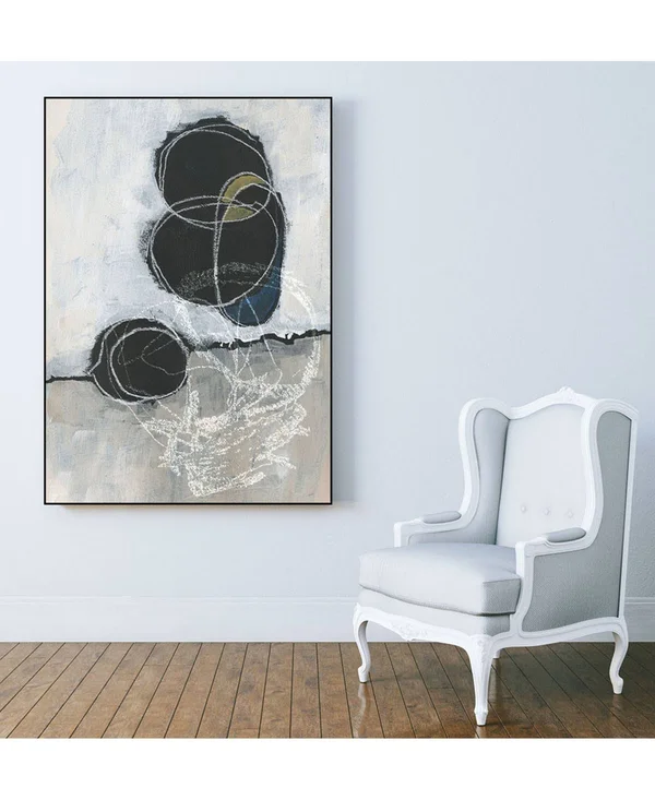 Giant Art 40x22 x 30x22 Primary Orbs I Art Block Framed Canvas - Tan