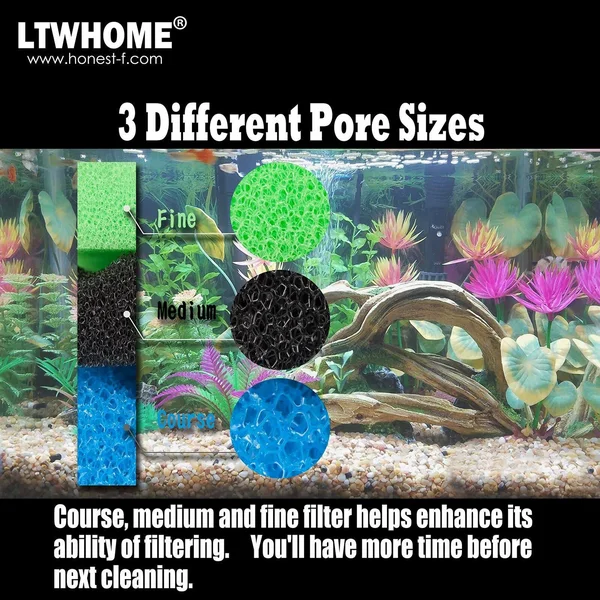 LTWHOME Fish Pong Foam Filter Sponge Set 17x22 x 11x22 Media (Pack of 3 Sets)