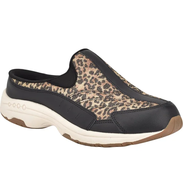 Easy Spirit Women's Traveltime Mules - Gold Leopard