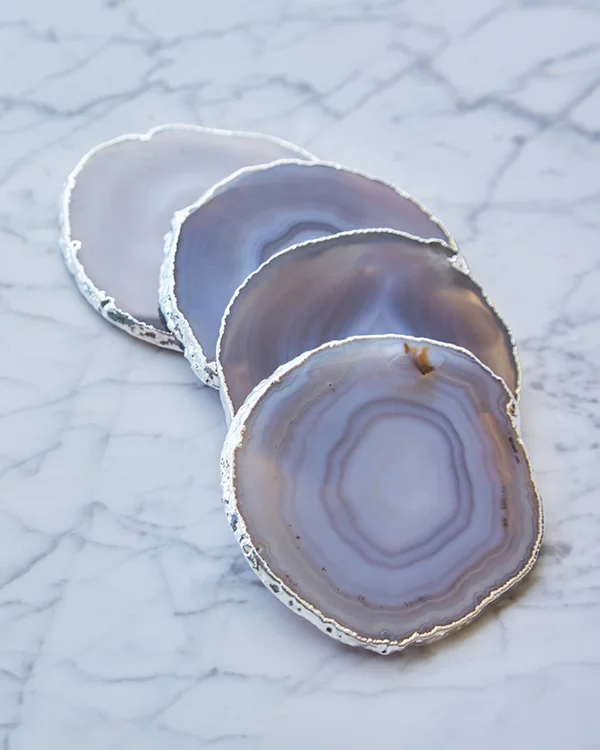 Anna New York - Lumino Coasters - Set of 4 - Smoke - Silver