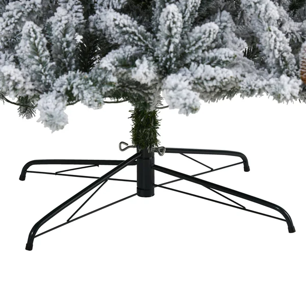 Nearly Natural 9ft. Flocked Livingston Fir Artificial Christmas Tree with Pine Cones and 650 Clear Warm LED Lights