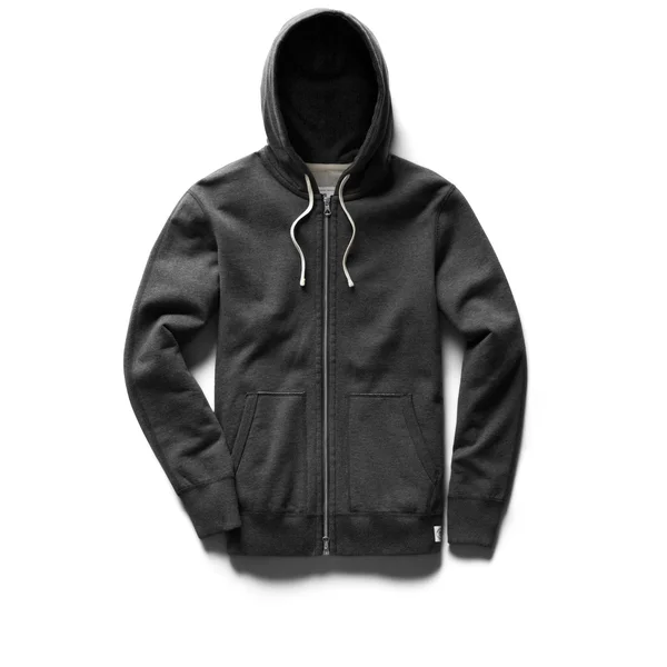 Reigning Champ Mid Weight Full Zip Hoodie Heather Charcoal M