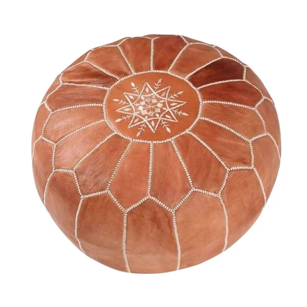 Premium Handmade Moroccan Leather Pouf, Ottoman Footstool Hassock 100% Real Natural Leather pouffe.