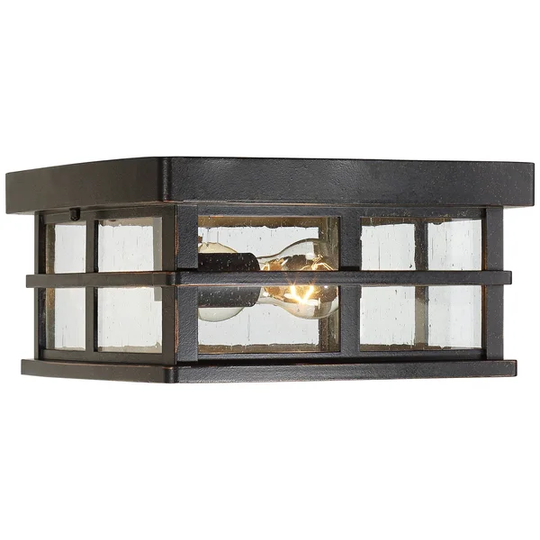 John Timberland Mission Outdoor Ceiling Light Fixture Oil Rubbed Bronze 12x22 Clear Seedy Glass for Exterior House Porch Patio D