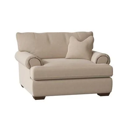 Bonin Armchair Body Fabric: Tibby Linen, Nailhead Detail: Pewter