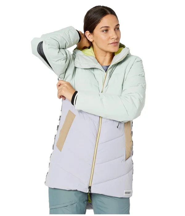 Burton Women's Loyle Down Jacket, Aqua Gray, Lilac Gray, Timber Wolf, Sunny Lime, Xs