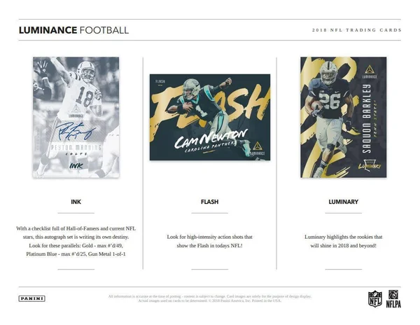2018 Panini Luminance Football Hobby Box - (4) Packs