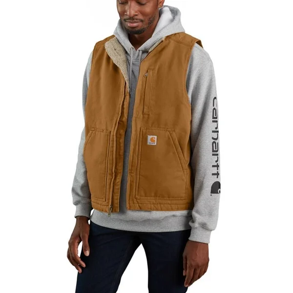 Carhartt Men's Sherpa Lined Mock Neck Vest - Gravel, XL