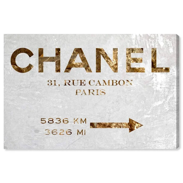 Oliver Gal Gold &Couture Road Sign& Fashion and Glam Wall Art Canvas Print