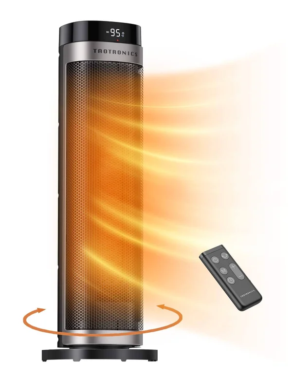 TaoTronics PTC Space Heater - 1500W Fast HEATING Ceramic, 24” High Tower Heater