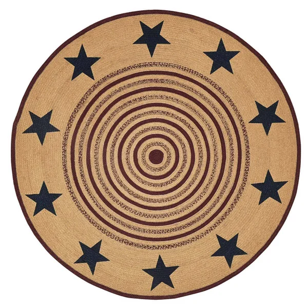 VHC Brands Potomac Jute Rug Stencil Stars 3& Round