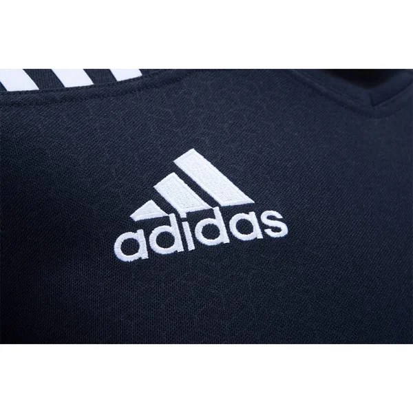 Adidas Black/White 3 Stripes Fitted Rugby Jersey S