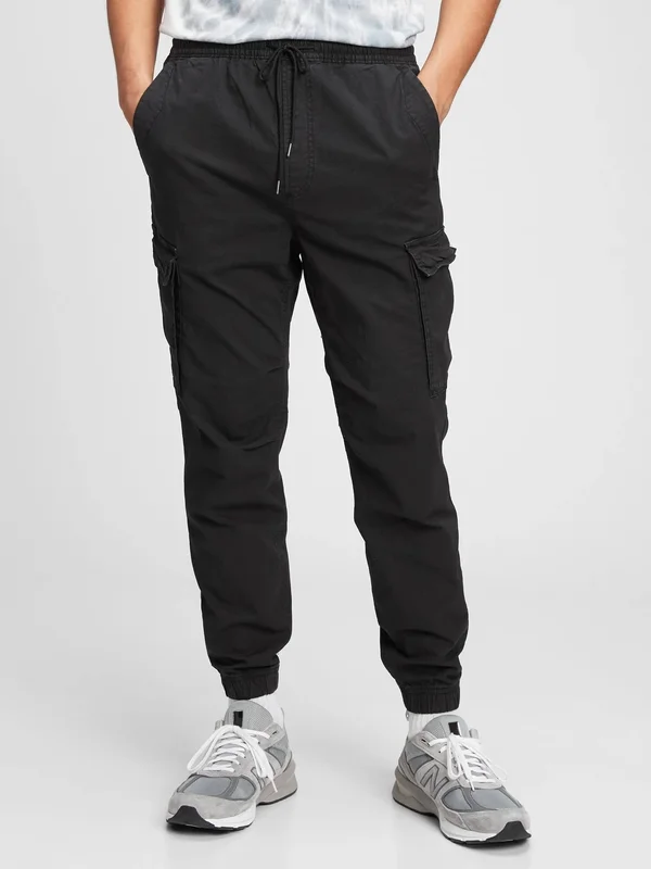 Gap Men's Cargo Joggers with Gapflex Black Moonless Night Size L