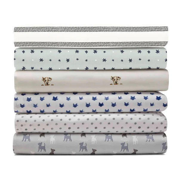 Ed Ellen DeGeneres Button Floral Percale King Sheet Set - Blue
