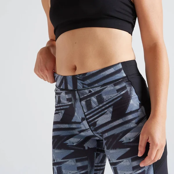 Domyos Women's 120, Fitness Cardio Training Leggings in Brushed Steel, Size W26 L30