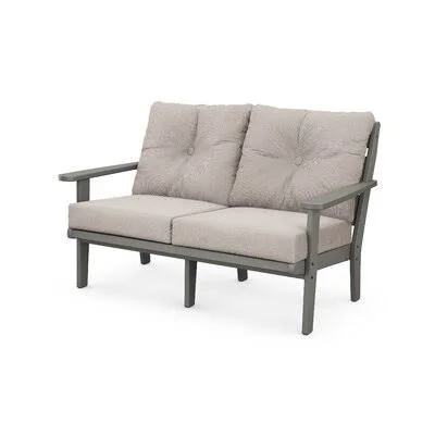 Traditional Deep Seating Loveseat with Cushions Sol 72 Outdoor Frame Color: Slate Gray, Cushion Color: Dune Burlap