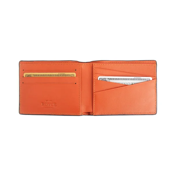 Royce New York Leather RFID-Blocking 100 Step Wallet - Navy Blue/Black