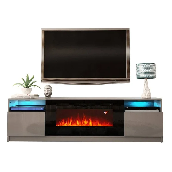 Strick & Bolton Amsden Electric Fireplace TV Stand - Gray