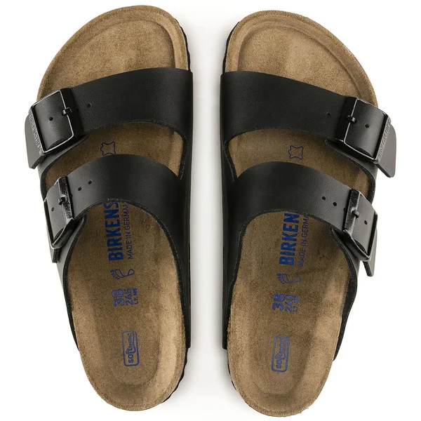 Birkenstock Arizona Birko-Flor Soft Footbed Black Leather Sandal - 11M, 9M
