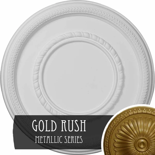 17 3/8 inchod x 1 1/8 inchp Federal Roped Large Ceiling Medallion (Fits Canopies Up to 7 3/4 inch) - Hand-Painted Gold