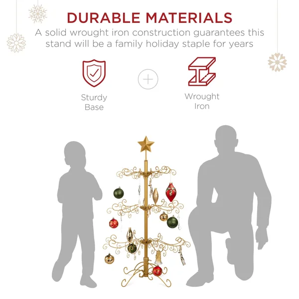 Best Choice Products 3ft Wrought Iron Ornament Display Christmas Tree w/ Easy ASSEMBLY - Stand - Gold