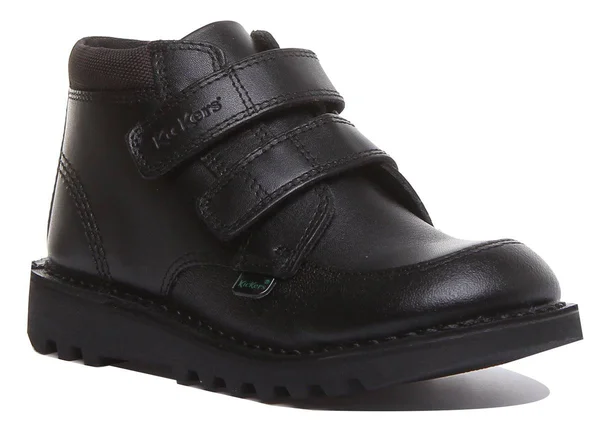 Kickers Child Kick Scuff Hi Black Leather Boots
