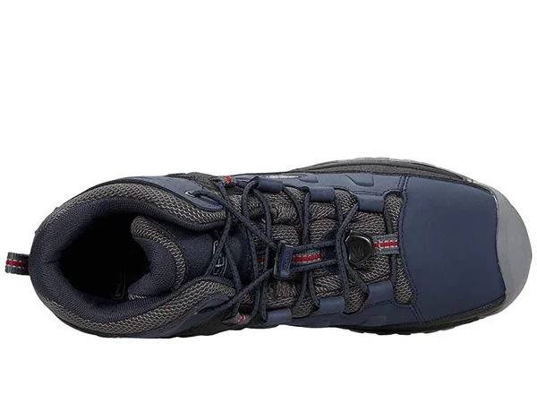 Keen Youth Targhee Mid Waterproof Shoe - 3 - Blue Nights, Red Carpet