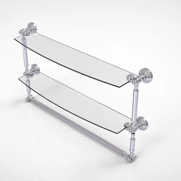 Allied Brass Waverly Place Collection Two Tiered Glass Shelf with Integrated Towel Bar - Polished Chrome - 24 inch