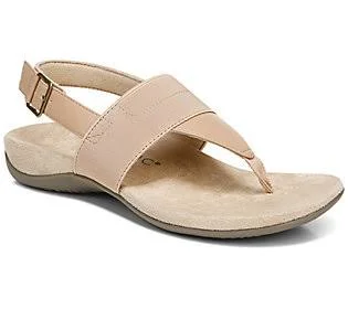 Vionic Adjustable T Strap Sandals - Danita - Size 7 Wide, Macaroon