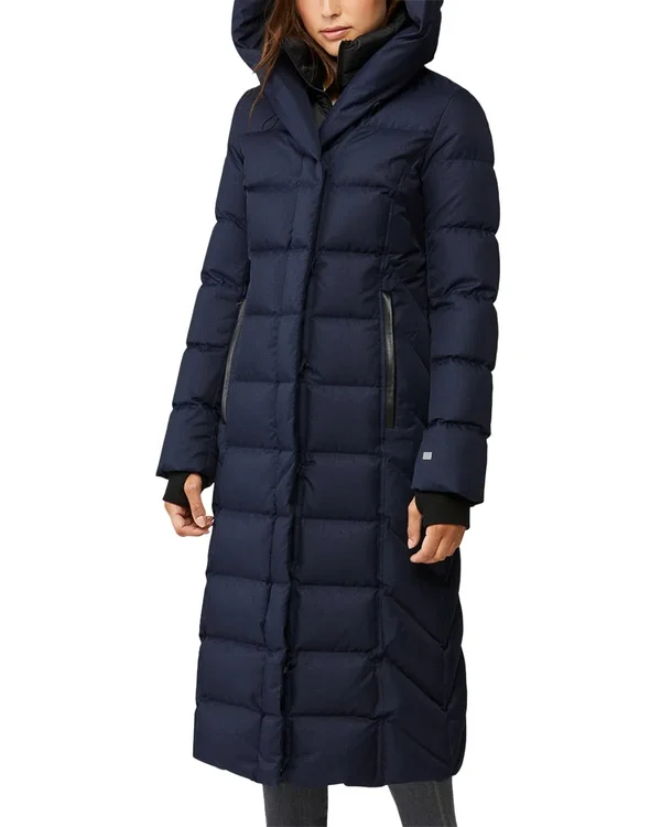 Soiau0026Kyo Talyse Maxi-Length Brushed Down Coat in Lapis - Women - Xxs