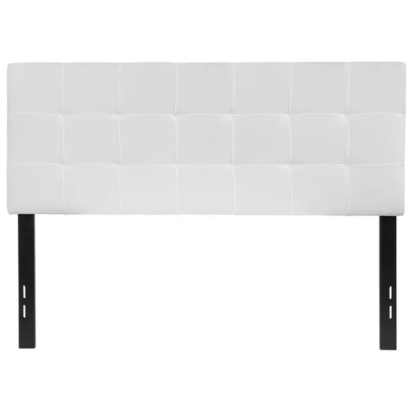 Alamont Quilted Tufted Upholstered Full Size Headboard in White Fabric