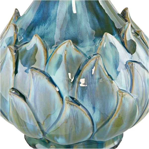 Possini Euro Kenya Blue-Green Ceramic Lamp with Table Top Dimmer