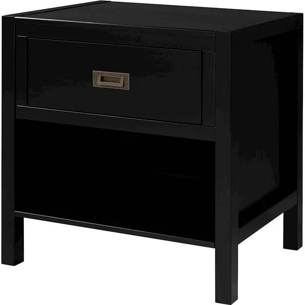 Walker Edison - Classic Rectangular Solid Wood 1-Drawer Nightstand - Black