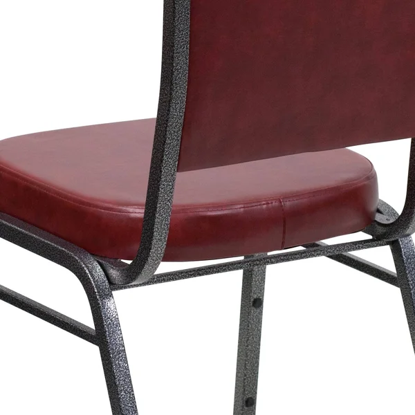 Flash Furniture Hercules Series Crown Back Stacking Banquet Chair - Burgundy Vinyl, Silver Vein