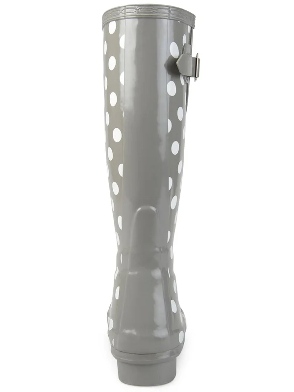 Journee Collection Women's Mist Mid Calf Rain Boot, Dot Rubber