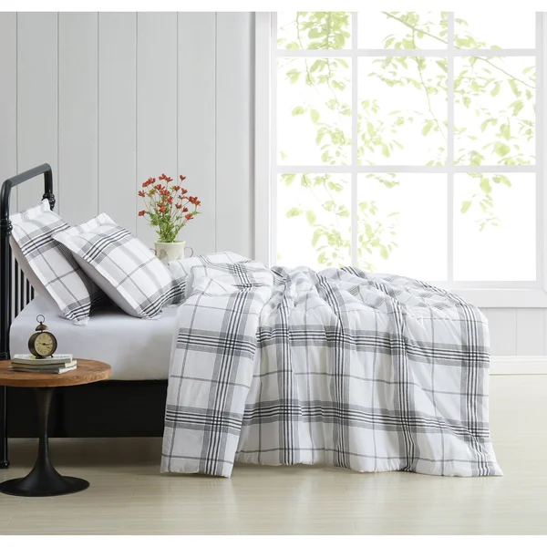 Cottage Classics Cottage Plaid Comforter Set White Full/Queen